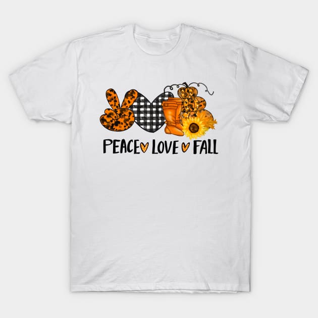 Halloween Sublimation Peace Love Fall ⭐⭐⭐⭐⭐ T-Shirt by TeeZona